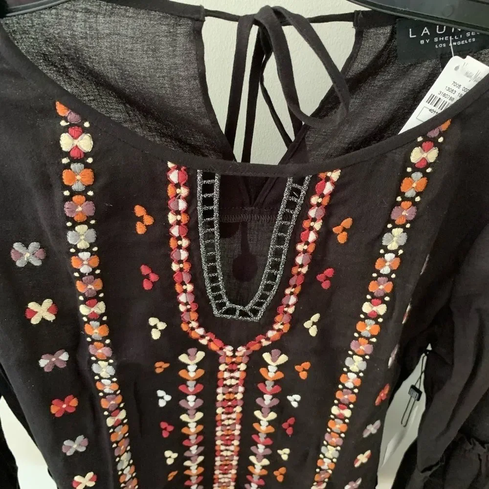 NWT Laundry Shelli Segal Embroidered BOHO Top - Picture 2 of 6
